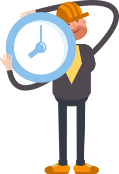 Engineer Character Showing Clock Illustration png