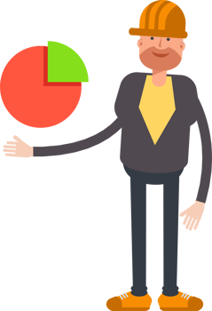 Engineer Character Holding Pie Chart png