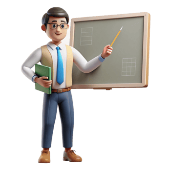 vibrant rustic Teacher Explaining Concept on Whiteboard Cutout high resolution png