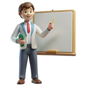 magnificent contemporary Teacher Explaining Lesson at Whiteboard Cutout premium png