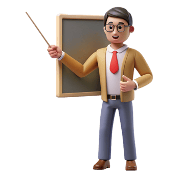 wonderful vintage Teacher Explaining Lesson with Pointer Cutout professional png
