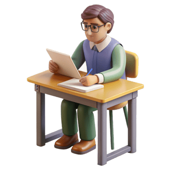 stunning minimalist Teacher Grading Papers at Desk Cutout professional png