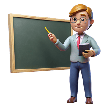 serene contemporary Teacher Writing on Chalkboard Cutout premium png