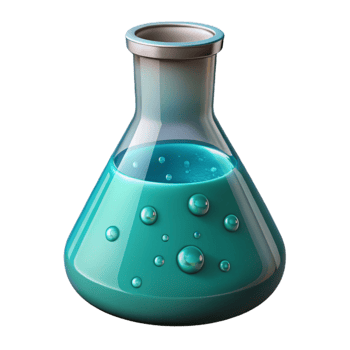 serene artistic Teal Beaker with Bubbling Liquid Isolated high quality png
