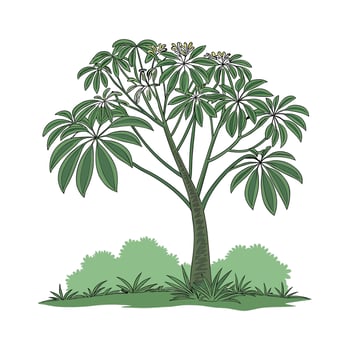 Charming Schefflera Actinophylla on Clean White vector