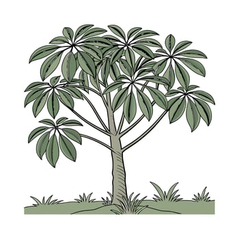 Stylish Schefflera Actinophylla Display on Bright vector