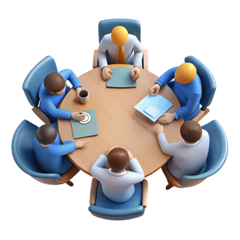 dramatic traditional Team Meeting Around Table Top View Transparent Background original png
