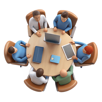 magnificent classic Team Meeting Around Table Top View Transparent Background png