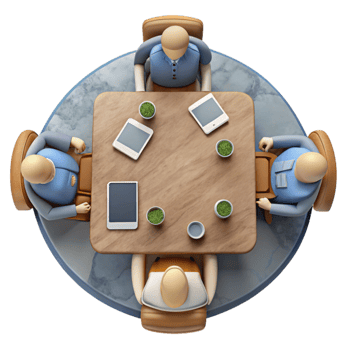 stunning minimalist Team Meeting in Conference Room Top View Cutout high quality png