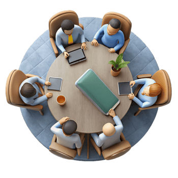 serene traditional Team Meeting in Conference Room Top View Cutout premium png