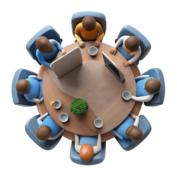 beautiful rustic Team Meeting in Conference Room Top View Cutout original png