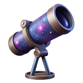 dramatic vintage Telescope Observing Distant Galaxy Isolated Element authentic png