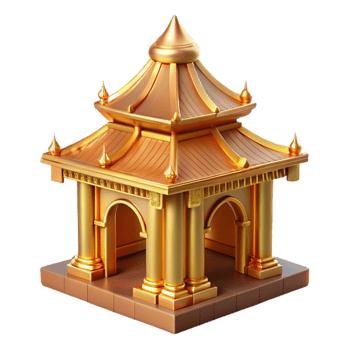 magnificent minimalist Temple with Golden Roof Transparent Background detailed png