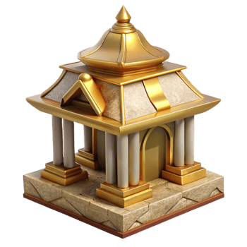 dramatic classic Temple with Golden Roof Transparent Background detailed png