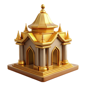 elegant contemporary Temple with Golden Roof Transparent Background exclusive png