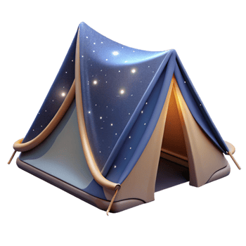 magnificent classic Tent Under Starry Night Sky Transparent Background detailed png