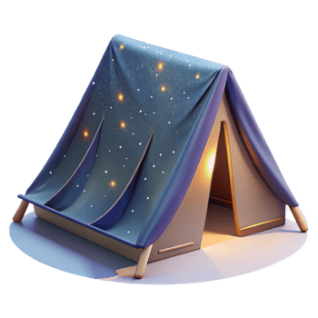 impressive creative Tent Under Starry Night Sky Transparent Background authentic png