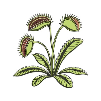 Charming Venus Flytrap on Clean White vector