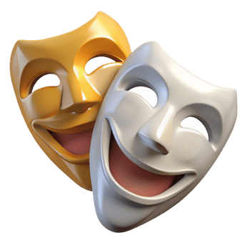 beautiful contemporary Theater Masks Comedy and Tragedy Isolated Element high resolution png