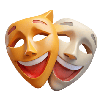 vibrant traditional Theater Masks Comedy and Tragedy Isolated Element high quality png