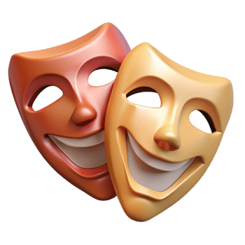 magnificent artistic Theater Masks Comedy and Tragedy Isolated Element authentic png