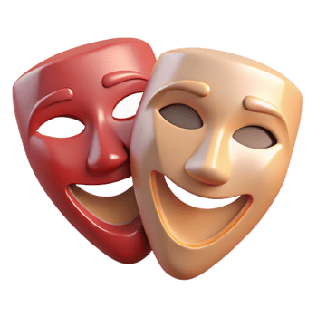 wonderful traditional Theatre Masks Front View Transparent Background high resolution png