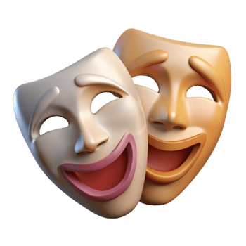 impressive minimalist Theatre Masks Front View Transparent Background high quality png