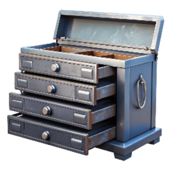 beautiful artistic Tool Chest Metal Drawers Open Isolated genuine png