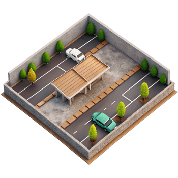magnificent rustic Top Down Perspective of Empty Parking Lot Isolated authentic png