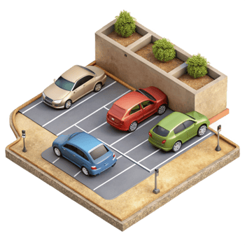 wonderful vintage Top Down Perspective of Empty Parking Lot Isolated high quality png