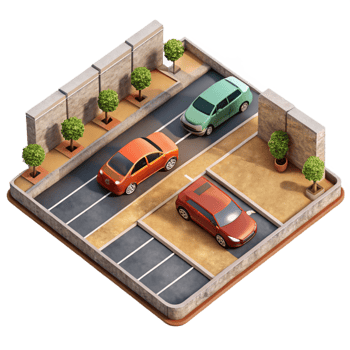 vibrant creative Top Down Perspective of Empty Parking Lot Isolated professional png