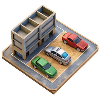 vibrant artistic Top Down Perspective of Empty Parking Lot Isolated authentic png
