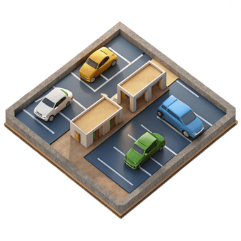 beautiful traditional Top Down Perspective of Empty Parking Lot Isolated high resolution png