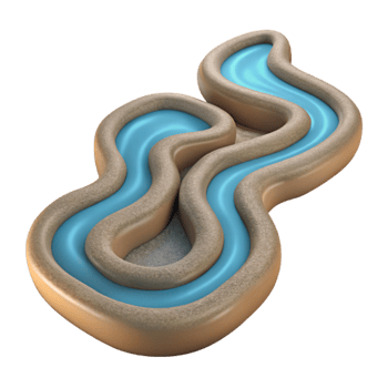 serene abstract Top Down View of Winding River Transparent Background detailed png