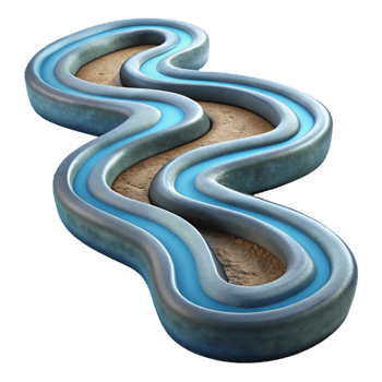 elegant abstract Top Down View of Winding River Transparent Background professional png