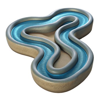 serene modern Top Down View of Winding River Transparent Background professional png
