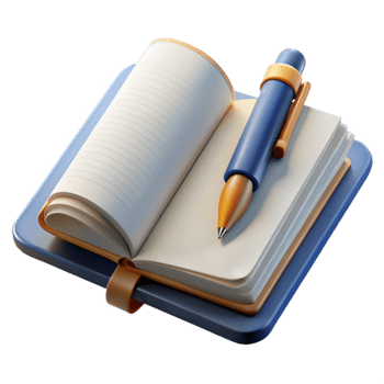 extraordinary abstract Top View of Open Journal with Pen Isolated Element detailed png