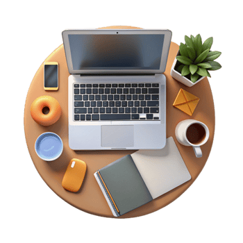 beautiful vintage Top View Workspace with Coffee Cup Cutout detailed png
