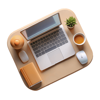 wonderful traditional Top View Workspace with Coffee Cup Cutout high quality png