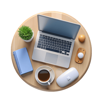 stunning traditional Top View Workspace with Coffee Cup Cutout original png