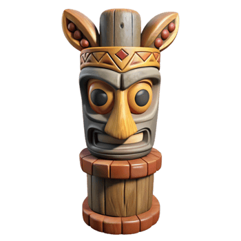vibrant classic Totem Pole Carved Wood Tribal Symbols Isolated exclusive png