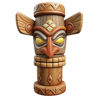 impressive abstract Totem Pole Carved Wood Tribal Symbols Isolated authentic png