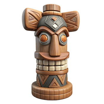 elegant creative Totem Pole Carved Wood Tribal Symbols Isolated exclusive png