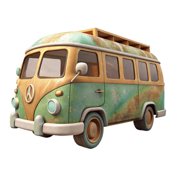 impressive creative Tourist Bus Cutout Side View on White premium png