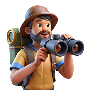 elegant vintage Tourist Holding Binoculars and Looking at View Isolated high resolution png
