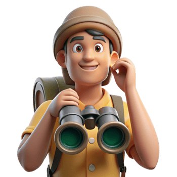 extraordinary classic Tourist Holding Binoculars and Looking at View Isolated detailed png