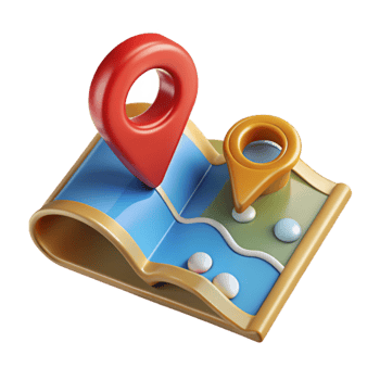 serene abstract Tourist Map with Marked Route Isolated professional png