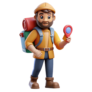 serene traditional Tourist with Backpack City Street Isolated Transparent Background high resolution png