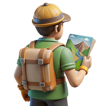 stunning classic Tourist with Backpack Looking at Map Isolated genuine png