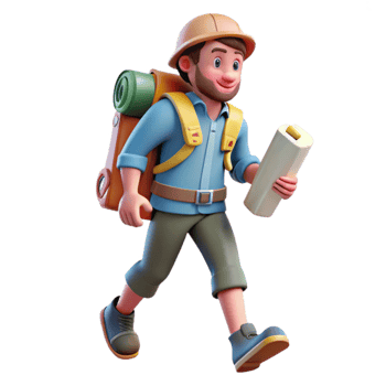 beautiful contemporary Tourist with Backpack Walking on Trail Isolated high quality png